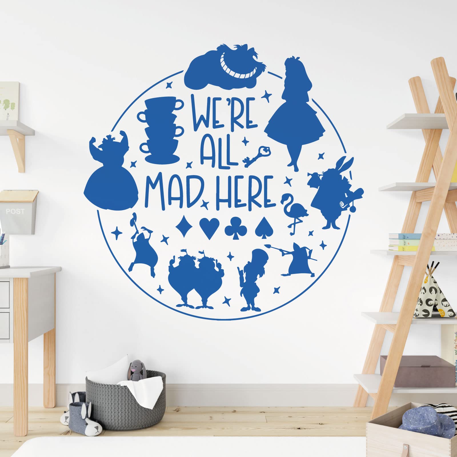 We're All Mad Here - Alice in Wonderland Story - Book Film Quote Decal Wall Sticker [Large] [Marina]