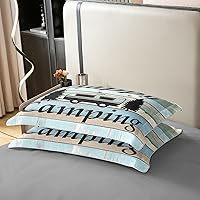 Vista 6 de Camper - Ropa de cama de campamento con cremallera de tamaño individual para niños, estilo rústico, estilo granja, 100% algodón, accesorios