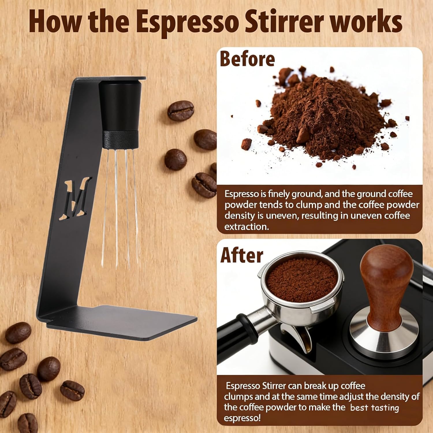 WDT Distribution Tool V2.1 with Stand - 0.23mm 8-Prong Espresso Needle Stirrer | Magnetic Coffee Leveler & Distributor | Includes 16 Extra Needles