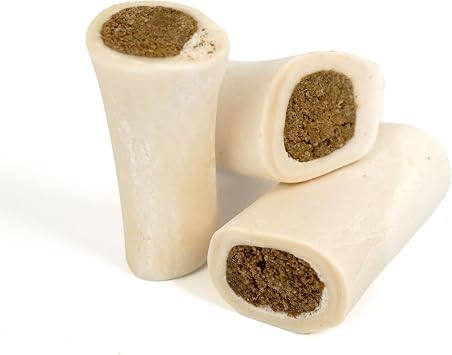 عظم الساق المحشو من كاديت، عظام مضغ للكلاب تدوم طويلاً للمضغ العدواني، مضغ أسنان عظمي مملوء بالبروتين العالي للكلاب، حشوة بنكهة زبدة الفول السوداني، 3-4 بوصات للكلاب الصغيرة، 3 عبوات