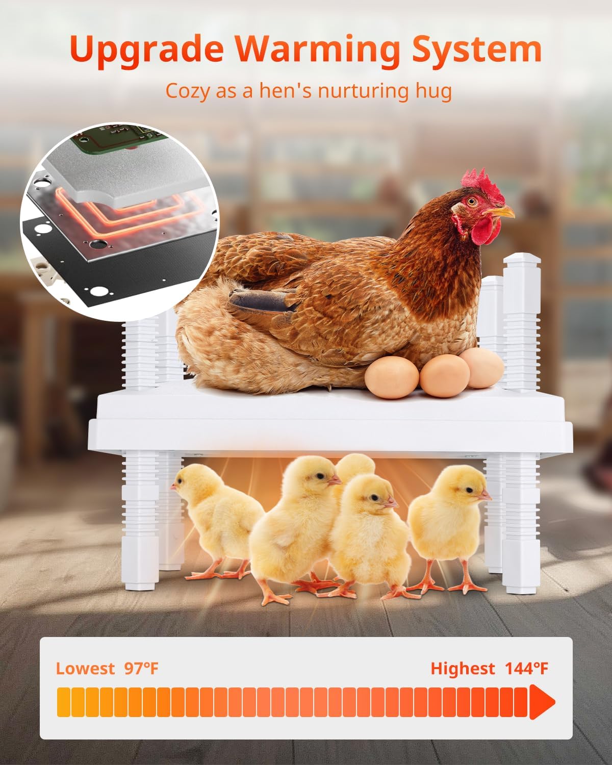 Updated 12"x12" Chick Heat Plate | Adjustable Height & Angle | 30W Lower Energy | Remote-Controlled Temp & Time | Dirt-Resistant Design | Keeps Over 20 Chicks Warm for Indoor Use