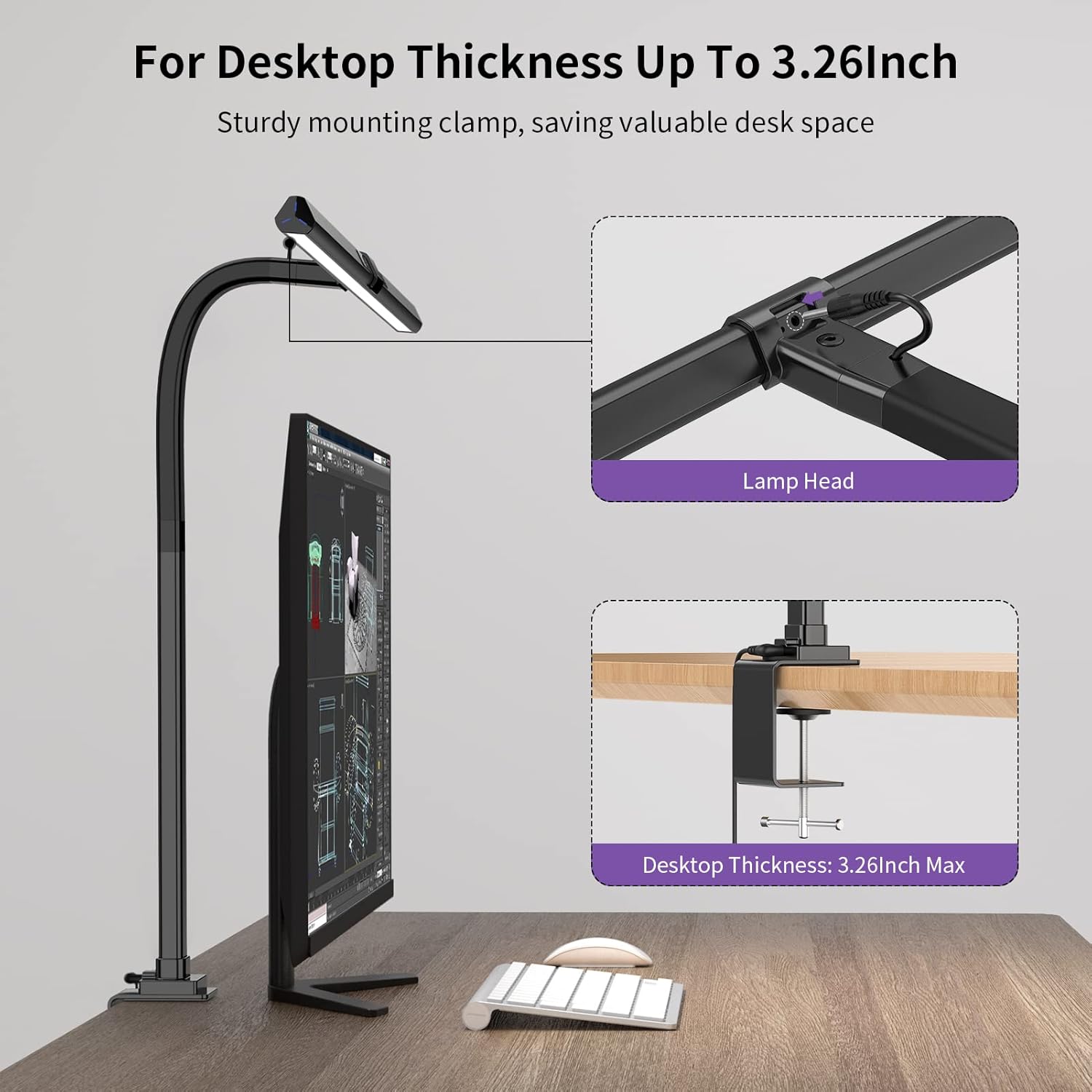 KableRika LED Desk Lamp, 24W Brightest Architect Desk Lamp for Home Office, 31.5" Wide Tall Desk Lamp with Clamp, Dimmable Task Lamp, Auto Setting, 6 Color Modes for Office Lighting/Workbench/Monitor: Tools & Home Improvement