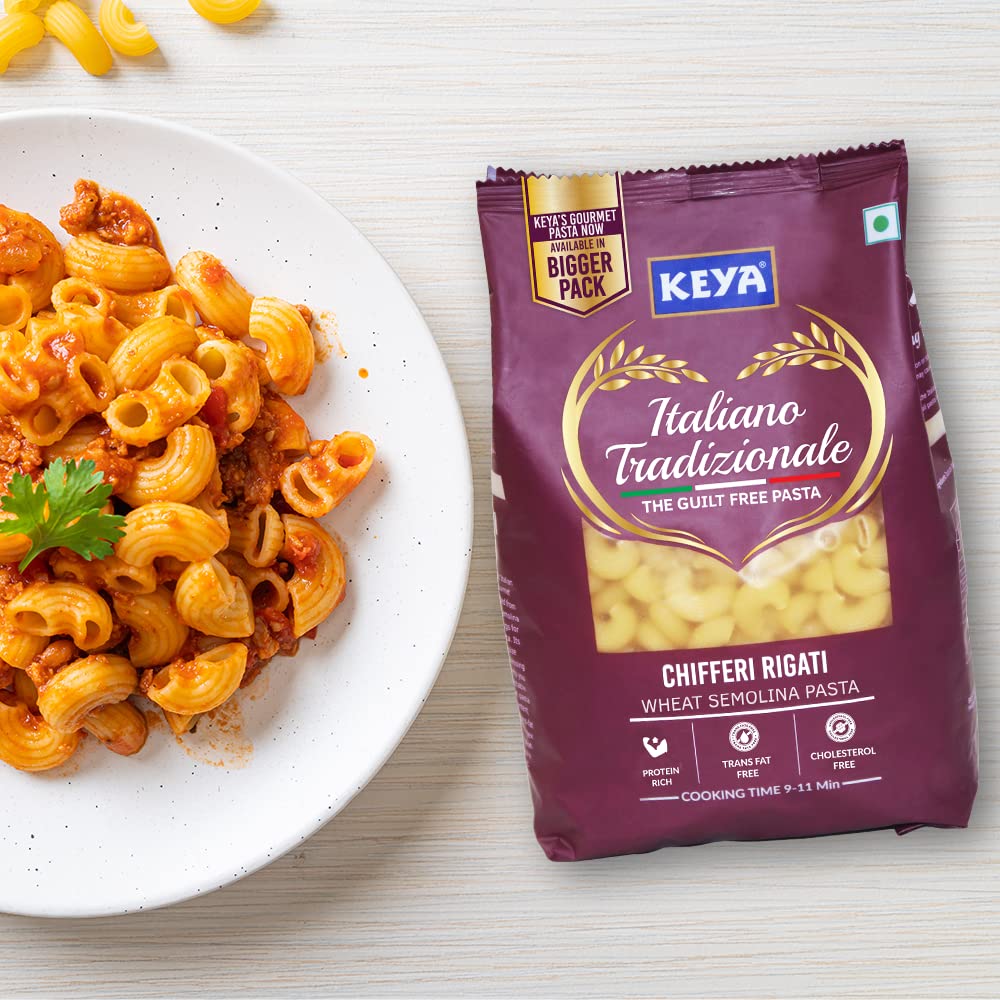Keya Elbow Pasta 1kg, 100% Durum Wheat Pasta Vegetarian No MSG Low in Calories No Trans Fats Healthy Cooked in 10 Minutes