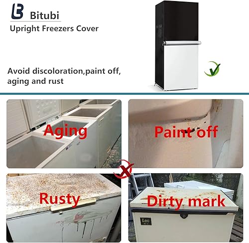 Miniatura 5 de Bitubi Cubierta vertical para congeladores, funda para refrigerador al aire libre, impermeable, a prueba de polvo, a prueba de sol, 30 pulgadas de