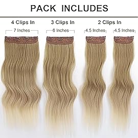 Vigorous Clip in Hair Extensions 20Inch Long Wavy Soft Synthetic Hair Extension 4Pcs Thick Hairpieces for WomenBrown Blonde Ombre