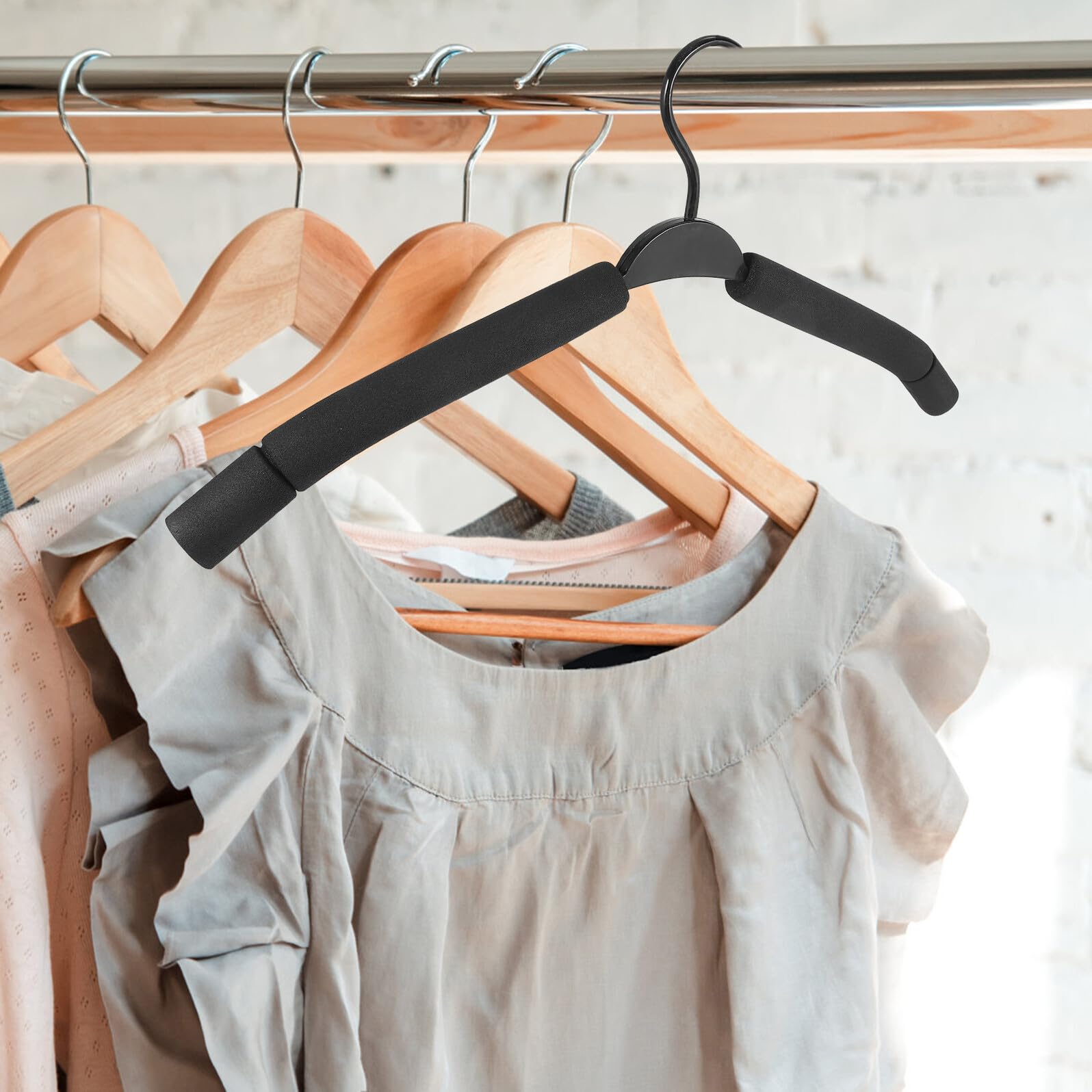 SHINEOFI Grucce per Pantaloni in Spugne Nera 10 Pezzi Superficie Liscia e Facile da Usare per Armadio e Casa