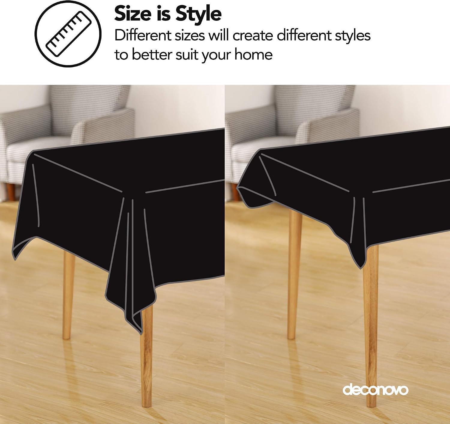 Deconovo Decorative Jacquard Rectangle Tablecloth with Geometric Patterns Wrinkle Resistant and Waterproof Tablecloths for Dining Room 60 x 84 inch Black