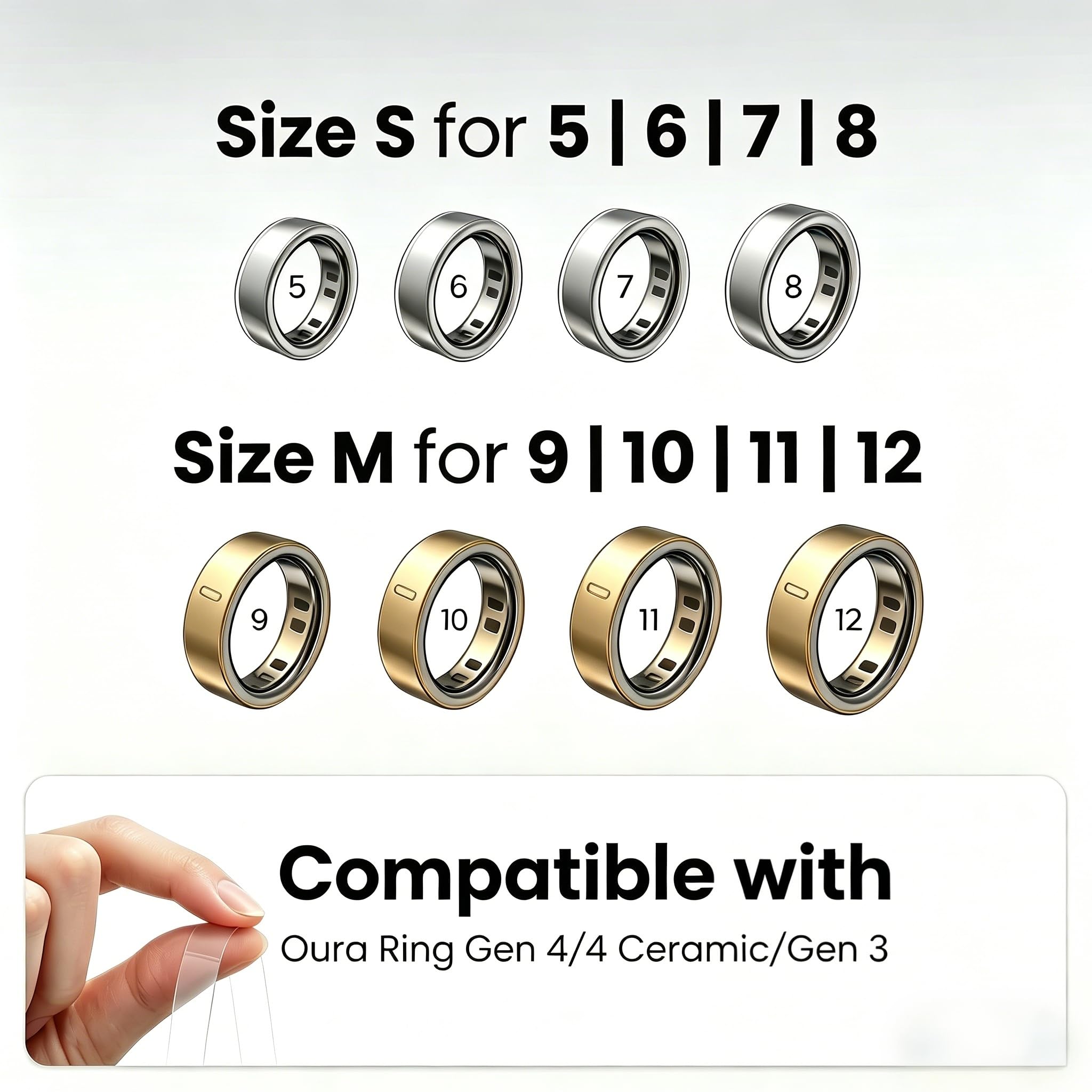 Seltureone 16 Pack Ring Cover for Oura Ring Gen 4/4 Ceramic/Gen 3 Skin Ring Protector, Scratch-Resistant Ultra Thin & Clear Invisible TPU Protective Film for Oura Ring 4 Cover - Clear (Size 5/6/7/8) — view 2