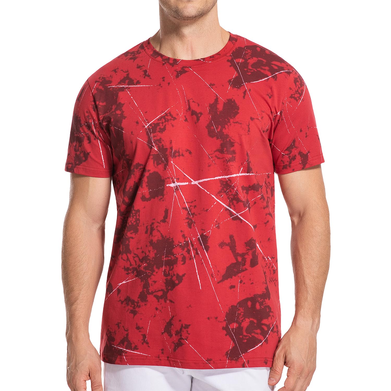USALL Herren Sommer DruckT-Shirt 95% Baumwolle Casual Atmungsaktives Männer T-Shirt Kurzarm