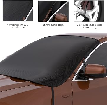 Priksia Car Windshield Cover, Protective Windscreen Cover Winter - Snow Ice Frost Sun UV Dust Water Resistent - Universal Fit for Cars SUV