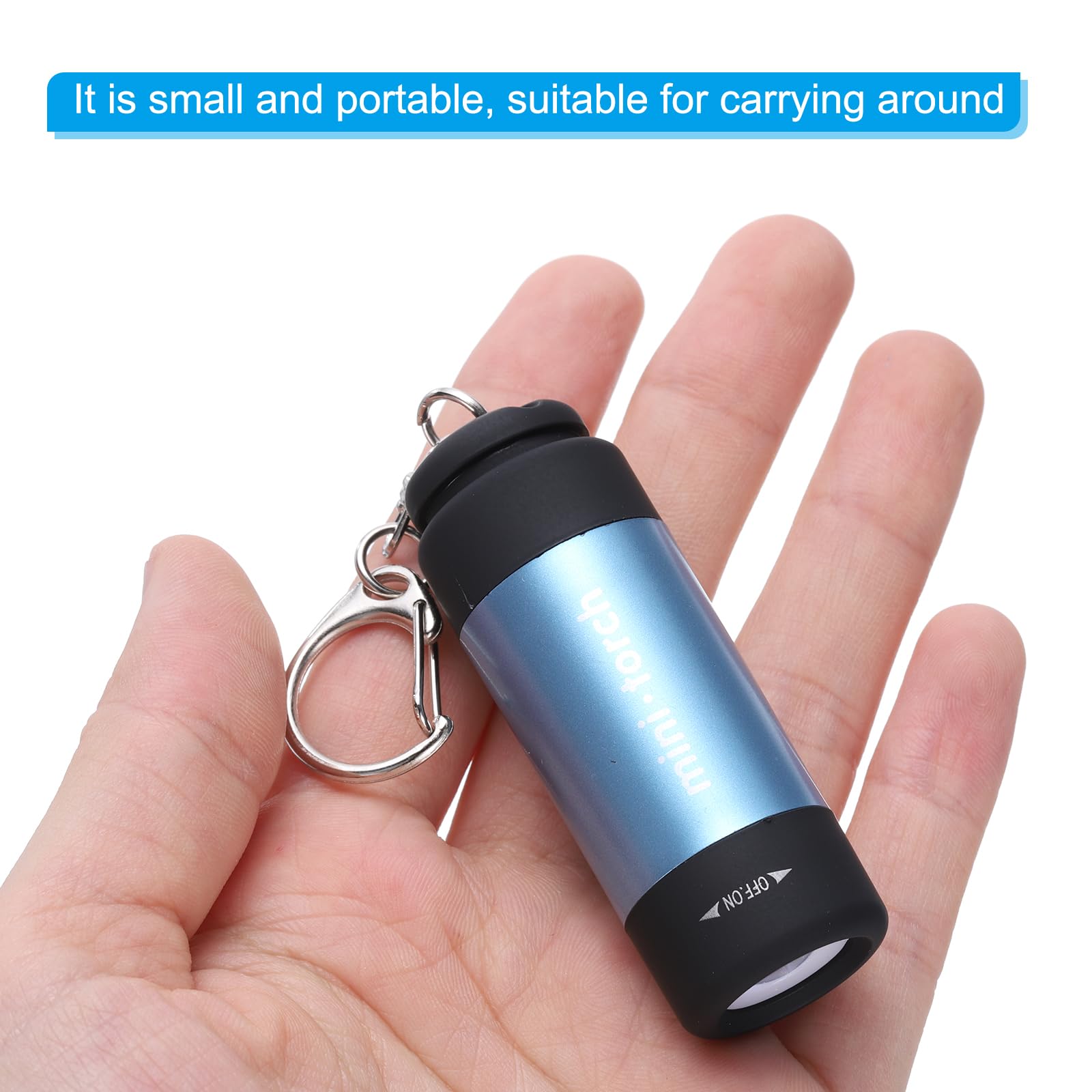 PATIKIL 2.56Inch Mini Keychain Flashlight, Pocket LED Flashlight Portable Torch USB Rechargeable for Outdoor Camping Party Blue - Image 4