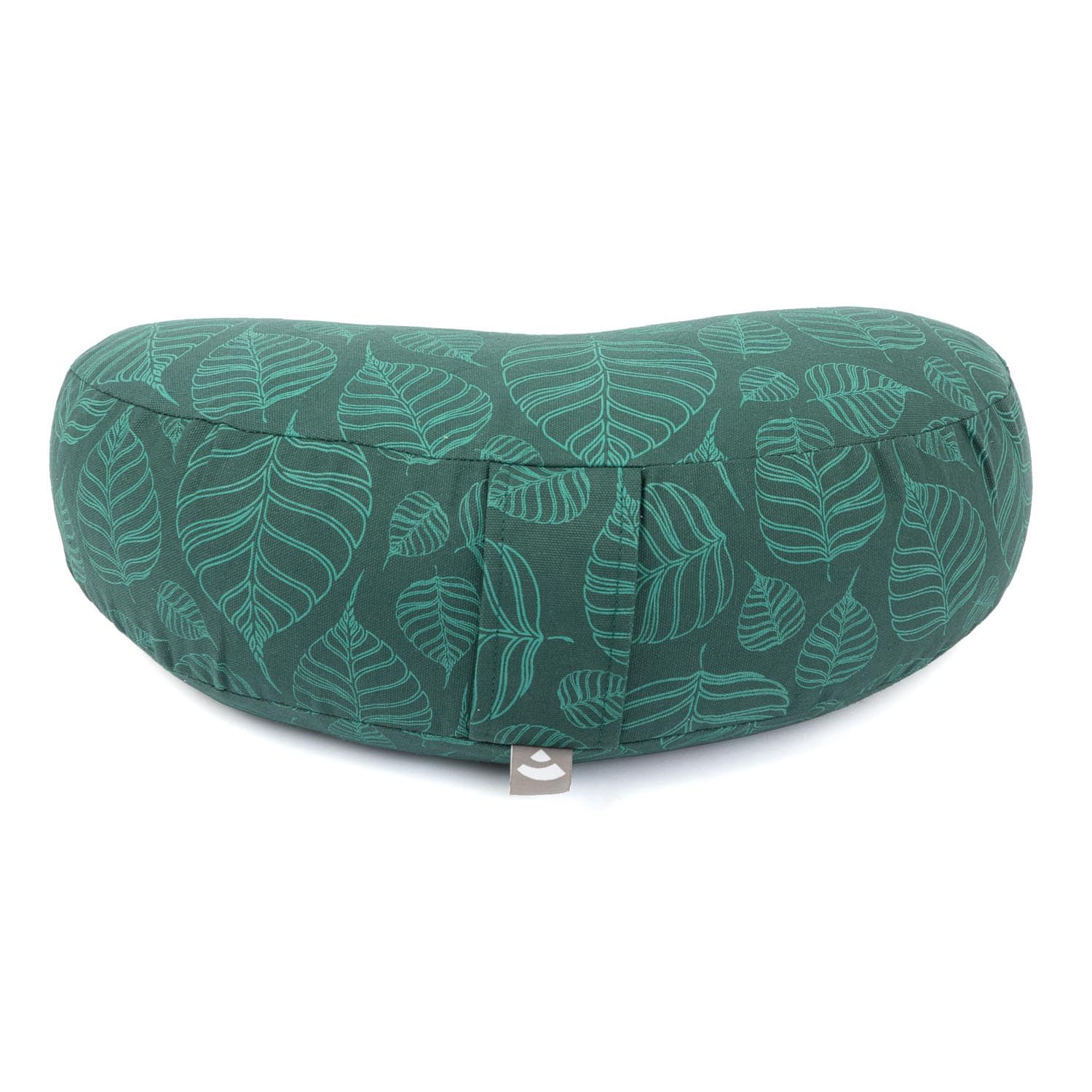 Bodhi Yogi Collection Maharaja Coussin de méditation en forme de croissant de lune, garni de cosses de sarrasin, avec housse amovible en coton, housse à motif