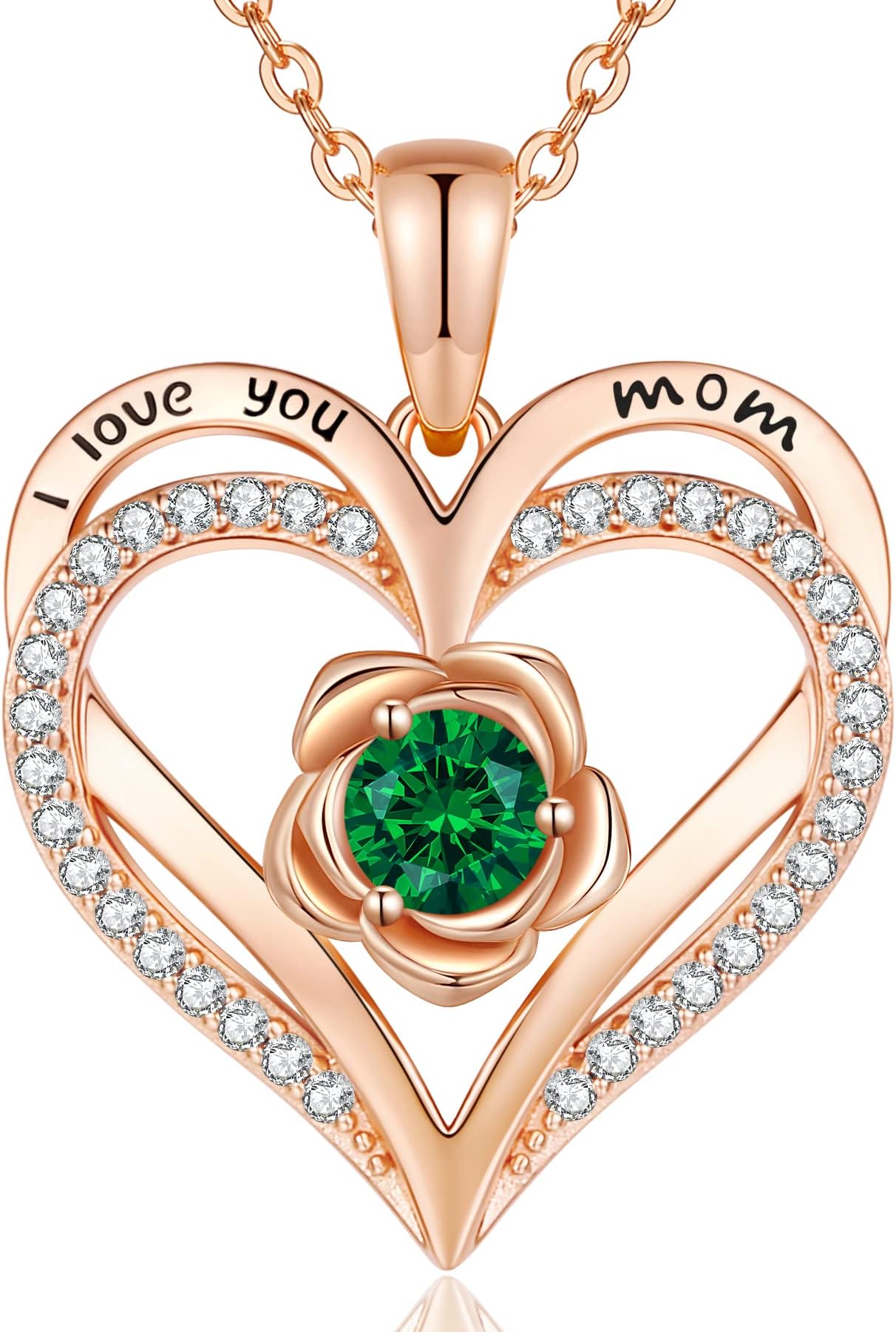 CDE Valentines Day Gifts for Women S925 Silver Rose Gold Heart Birthstone Necklaces for Women，Ideal Anniversary or Birthday Jewelry Gifts for Wife Girlfriend Her