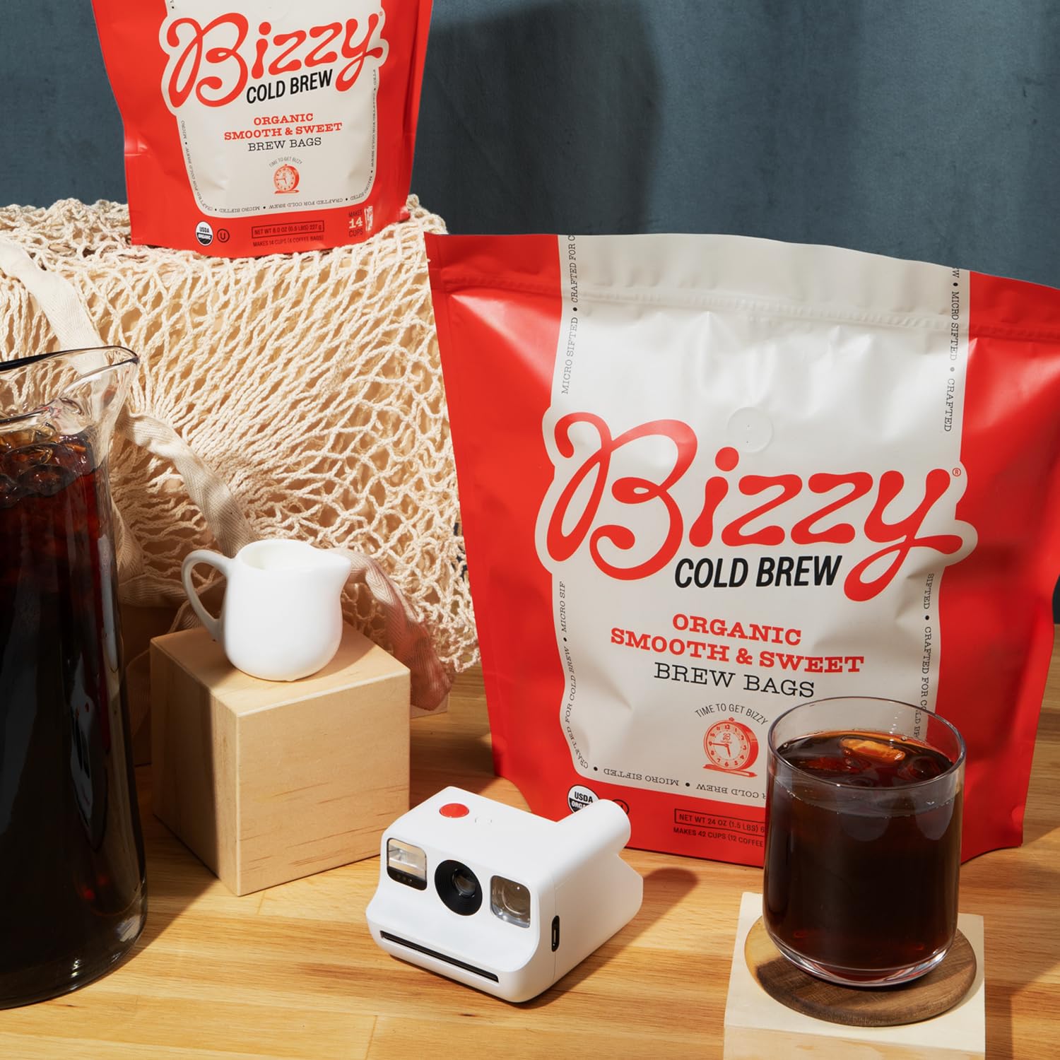 Bizzy Organic Cold Brew Coffee | Bundle | Brew Bags | Smooth & Sweet 12-count + Smooth & Sweet 4-count | 2 Pack