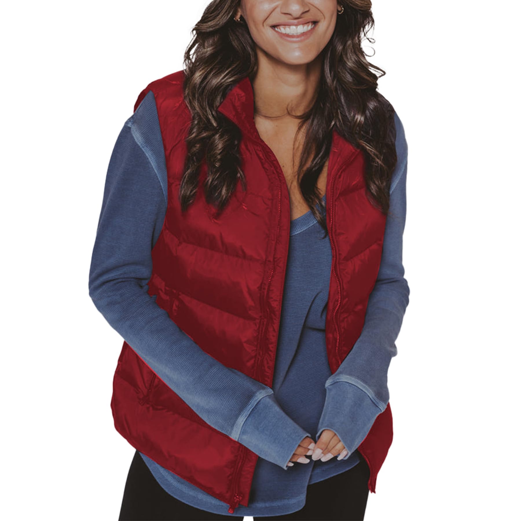 JIHUILAI Chaleco acolchado ligero sin mangas para mujer, chaleco acolchado cálido de invierno con bolsillos