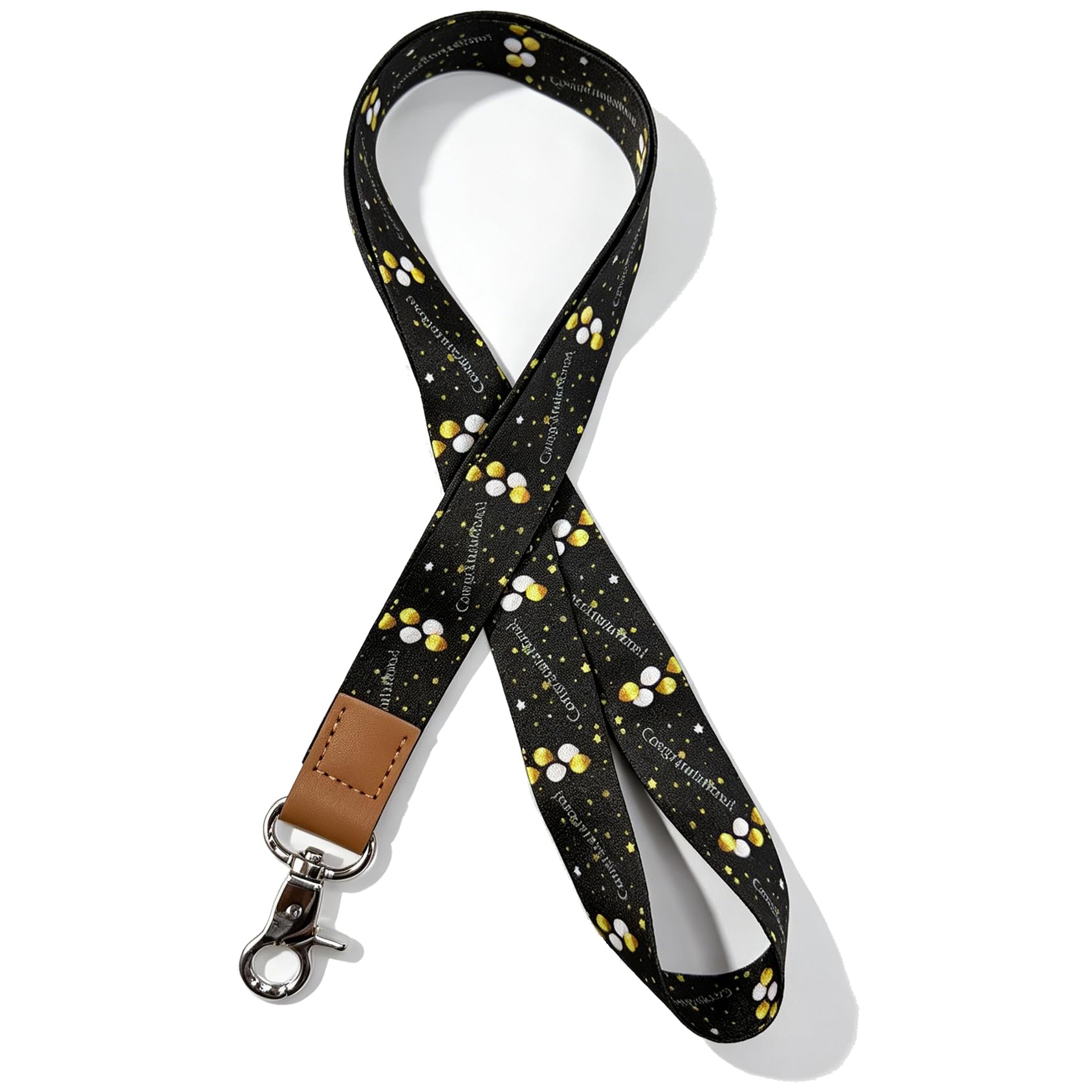 Lanyard for Keys and ID Badges, Neck Lanyard with Metal Clasp, Polyester Lanyard with Leather Accent