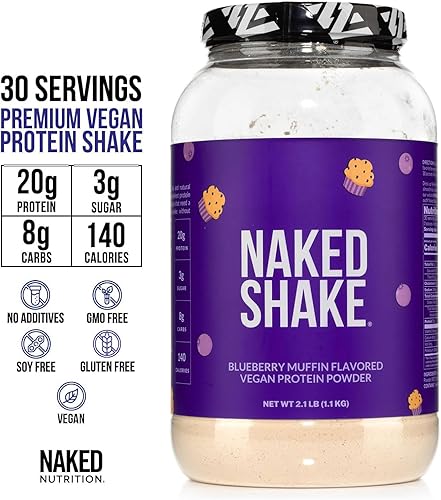 Miniatura 4 de NAKED Shake - Proteína en Polvo Sabor Muffin de Arándanos - Proteína a Base de Plantas con Sabor de Granjas de EE.UU. y Canadá con Aceite MCT, Sin
