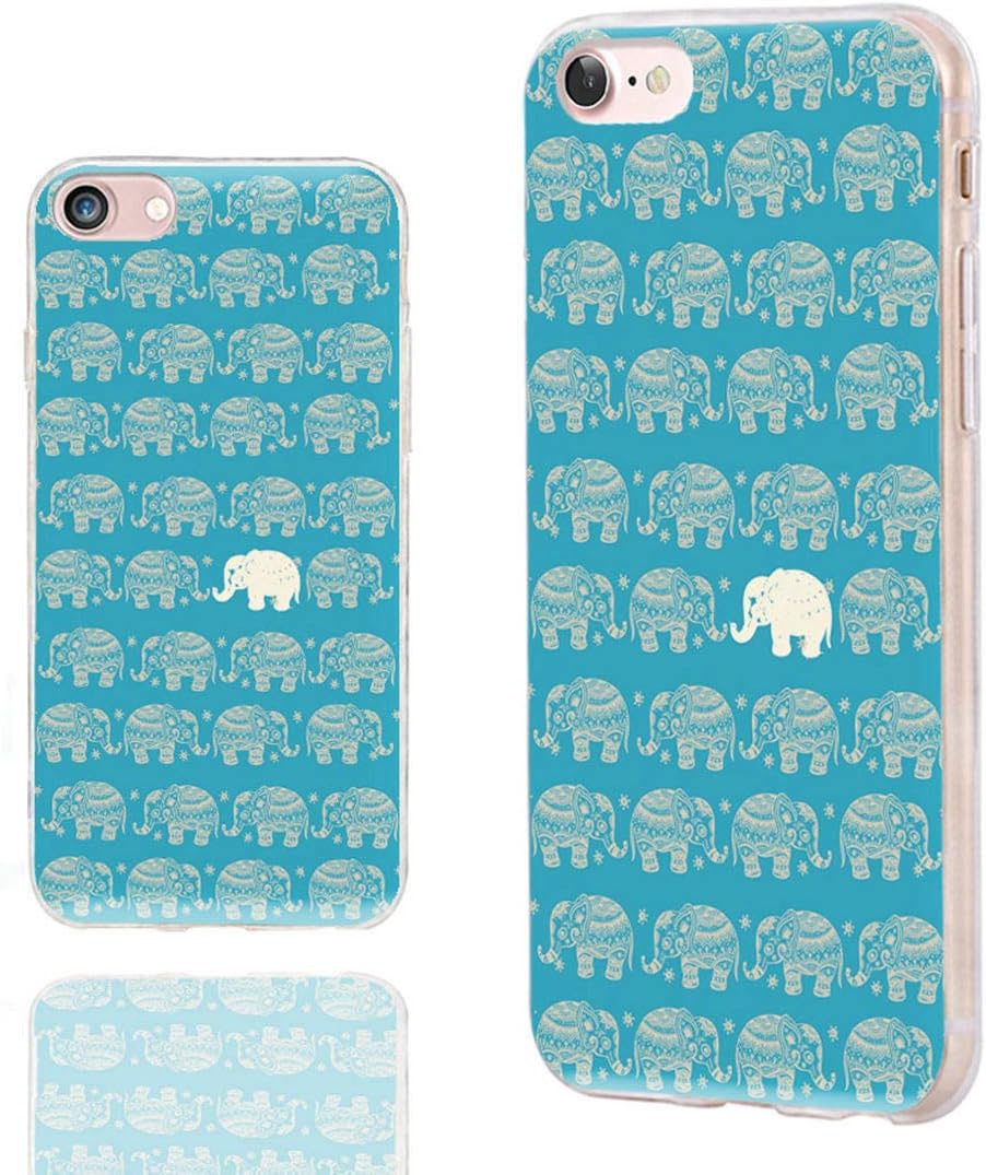 iPhone SE 2022 Case,iPhone SE 2020 Case,iPhone 8 Case,iPhone 7 Case,ARTIOSIT Slim Soft TPU Rubber Protective Cases Cover for Apple iPhone 7 8 SE 2nd 3rd 4.7,Cartoon Animal Cute Gold Elephant on Teal