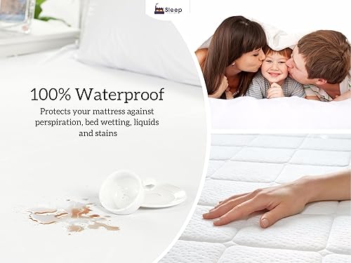 Miniatura 3 de Sleep Factory by Zisa Dreams - Protector de colchón, impermeable, colección Comfort 100% algodón jersey, tamaño Queen, hasta 18 pulgadas de