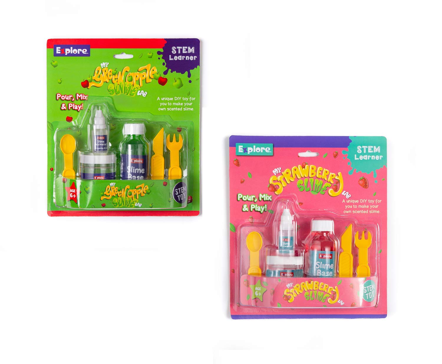 Explore. | STEM Learner | Slime Combo Gift Pack | My Green Apple & Strawberry Scented Slime Lab (Simple and Unique Mix & Pour Slime DIY Activity Toy Set for Ages 6+ for Boys and Girls)