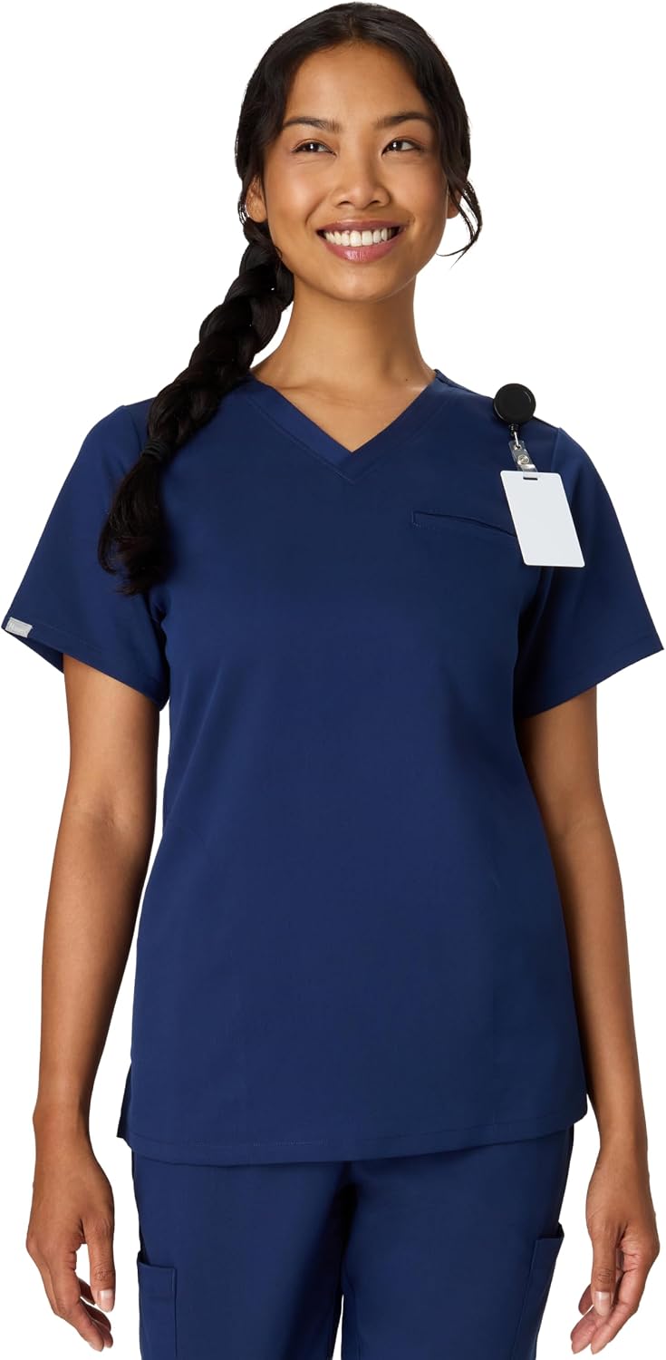 Hanes Women's Hanes Women's Premium Scrubs Top with Multiple Pockets, Comfort Fit Scrubs for Women, Nurse Essentials