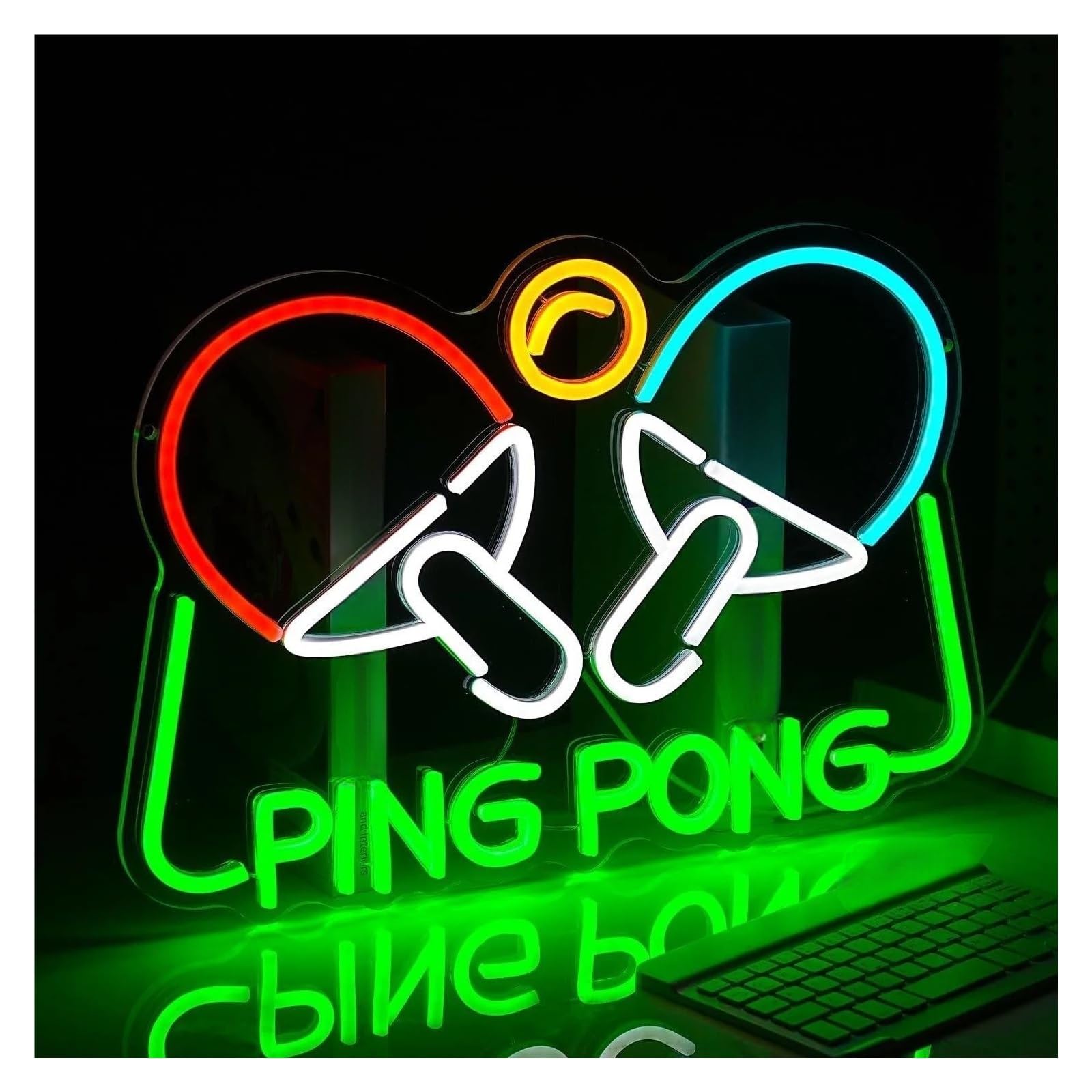 Decoración Lámparas Letrero De Neón PING PONG Con Luz Regulable Y Alimentación Por USB Para Amantes Del Tenis De Mesa, Decoración Deportiva Personalizada, 42cmx29cm