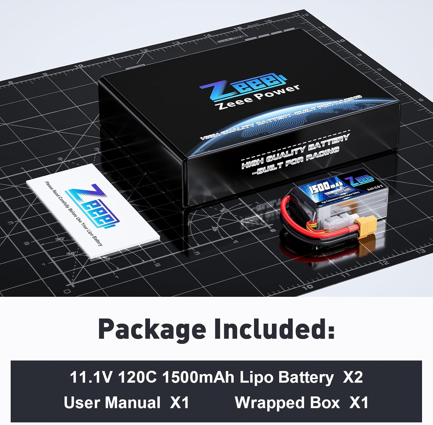 Zeee 11.1V 120C 1500mAh 3S RC Lipo Battery Graphene Battery with XT60 Plug for FPV Racing Drone Quadcopter Helicopter Airplane RC Boat RC Car RC Models(2 Pack)