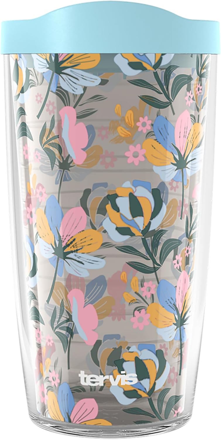 Tervis Floral Chintz - Meadow Made in USA Double Walled Insulated Tumbler Travel Cup Keeps Drinks Cold & Hot, 16oz, Classic