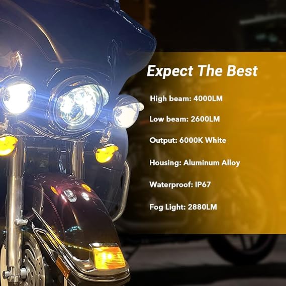 7 inch LED Headlight Fog Passing Lights DOT Kit Ring Motorcycle for Touring Road King Ultra Classic Electra Street Glide Tri Cvo Heritage Softail Slim Deluxe Fatboy Chrome
