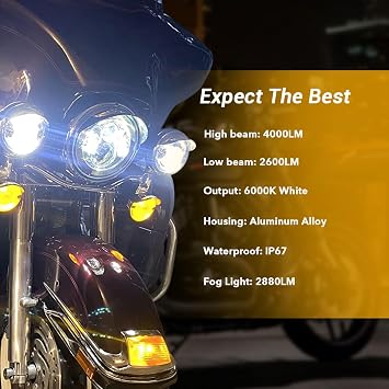 7 inch LED Headlight Fog Passing Lights DOT Kit Ring Motorcycle for Touring Road King Ultra Classic Electra Street Glide Tri Cvo Heritage Softail Slim Deluxe Fatboy Chrome