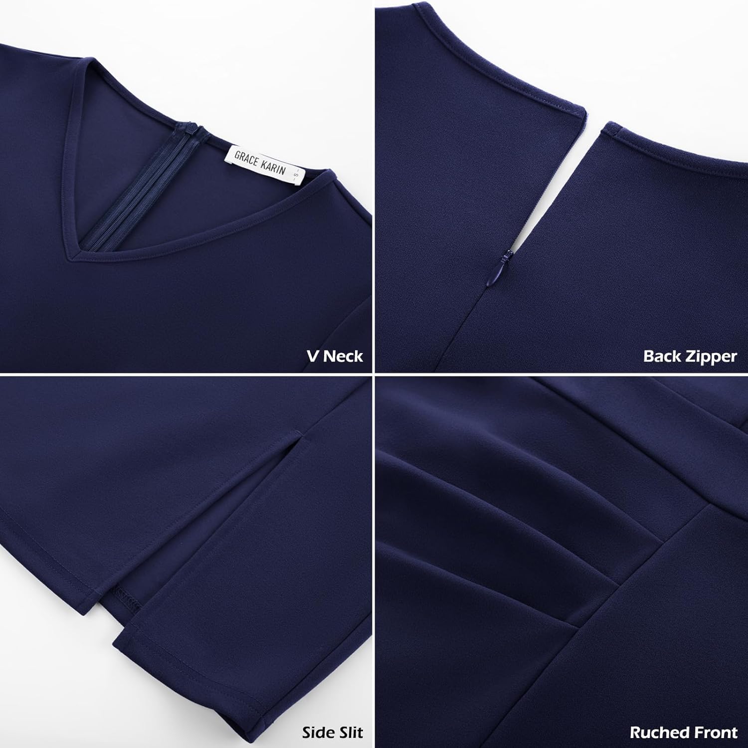 GRACE KARIN 2025 Women's Wear to Work Bodycon Dress, 3/4 Sleeve V Neck Business Casual Office Elegant Pencil Dresses - Image 6