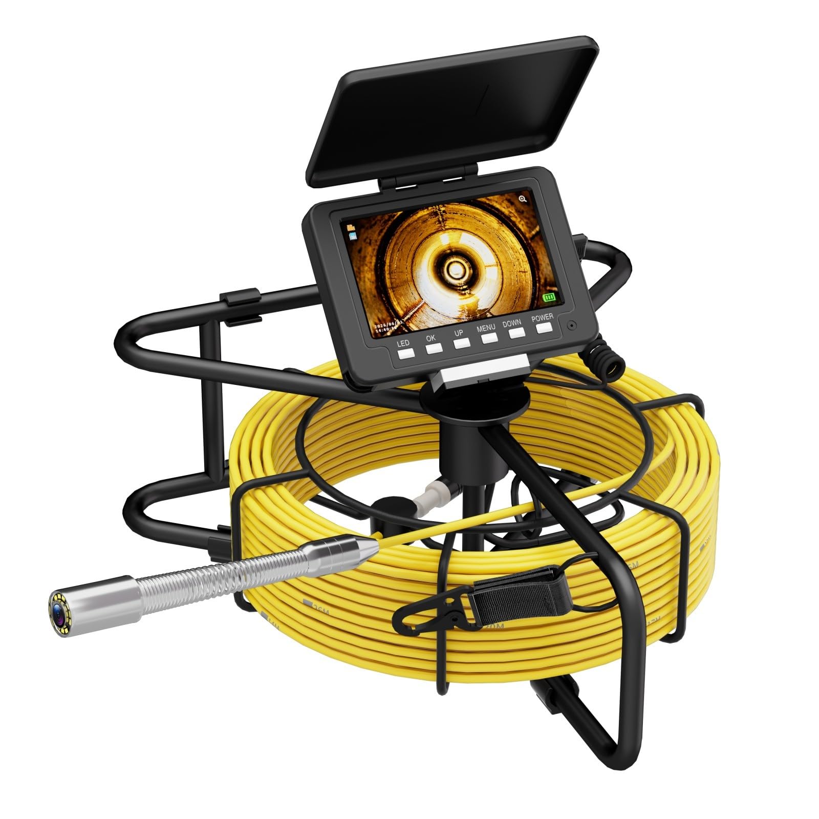 Caméra D'égout 5 Pouces, Caméra D'inspection De Canalisations 20M/30M/50M, Sonde 18mm, 8 LED Réglables, Grand Angle 145°, Carte 16G, Endoscope DVR Pour Plombier, Réseau D'assainissemen(Size:20m(65ft))