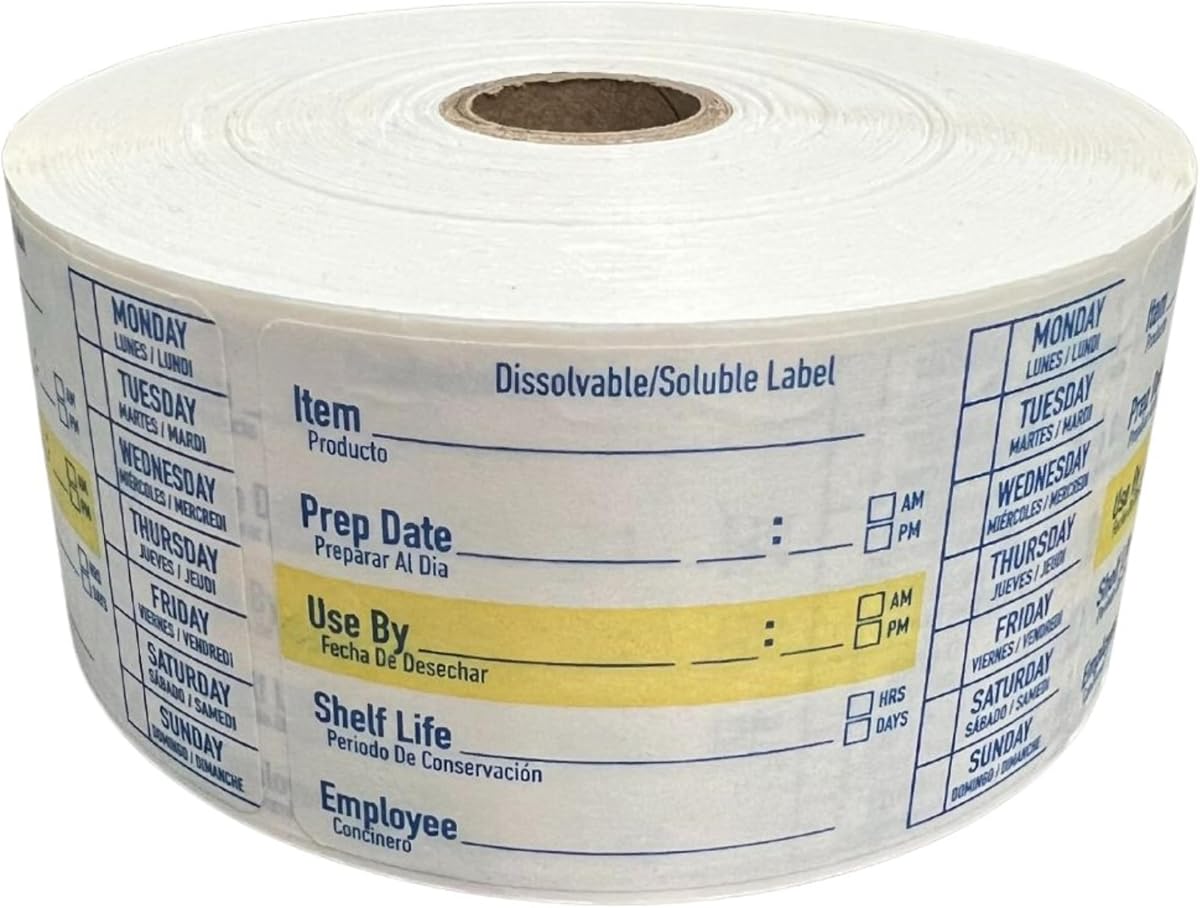2x3 Dissolvable Food Labels, 1000 Food Container Stickers, Blue | Ideal for Fridge Freezer & Pantry, Organize Prepped Meals & Leftovers Easily, Adheres Well, Dissolves Fast with Zero Residue
