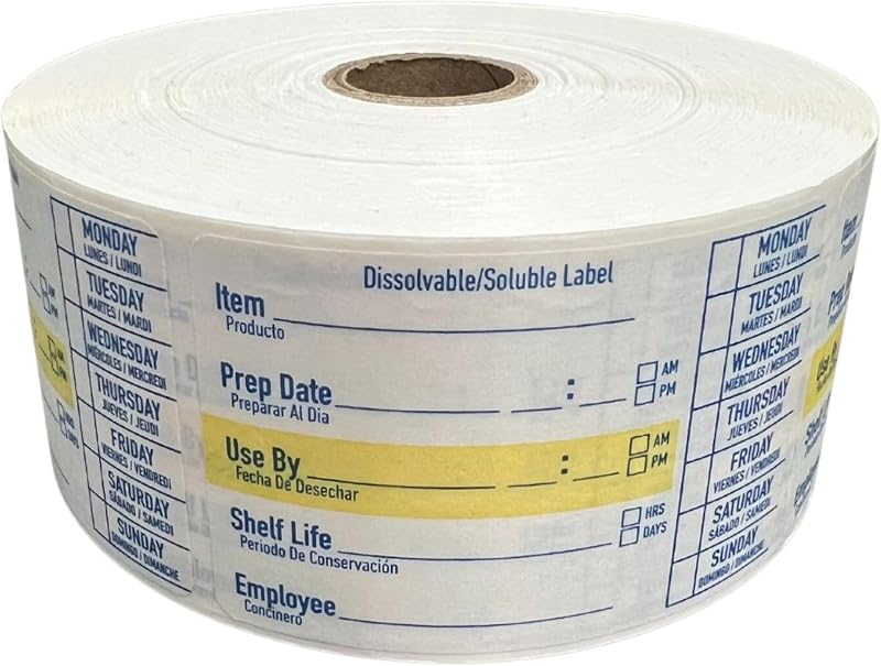 2x3 Dissolvable Food Labels, 1000 Food Container Stickers, Blue | Ideal for Fridge Freezer & Pantry, Organize Prepped Meals & Leftovers Easily, Adheres Well, Dissolves Fast with Zero Residue