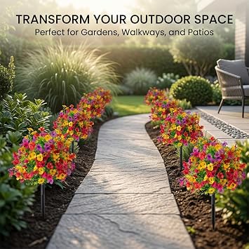 UV Resistant Waterproof Artificial Flower Stakes Realistic Faux Blooms (A*1)