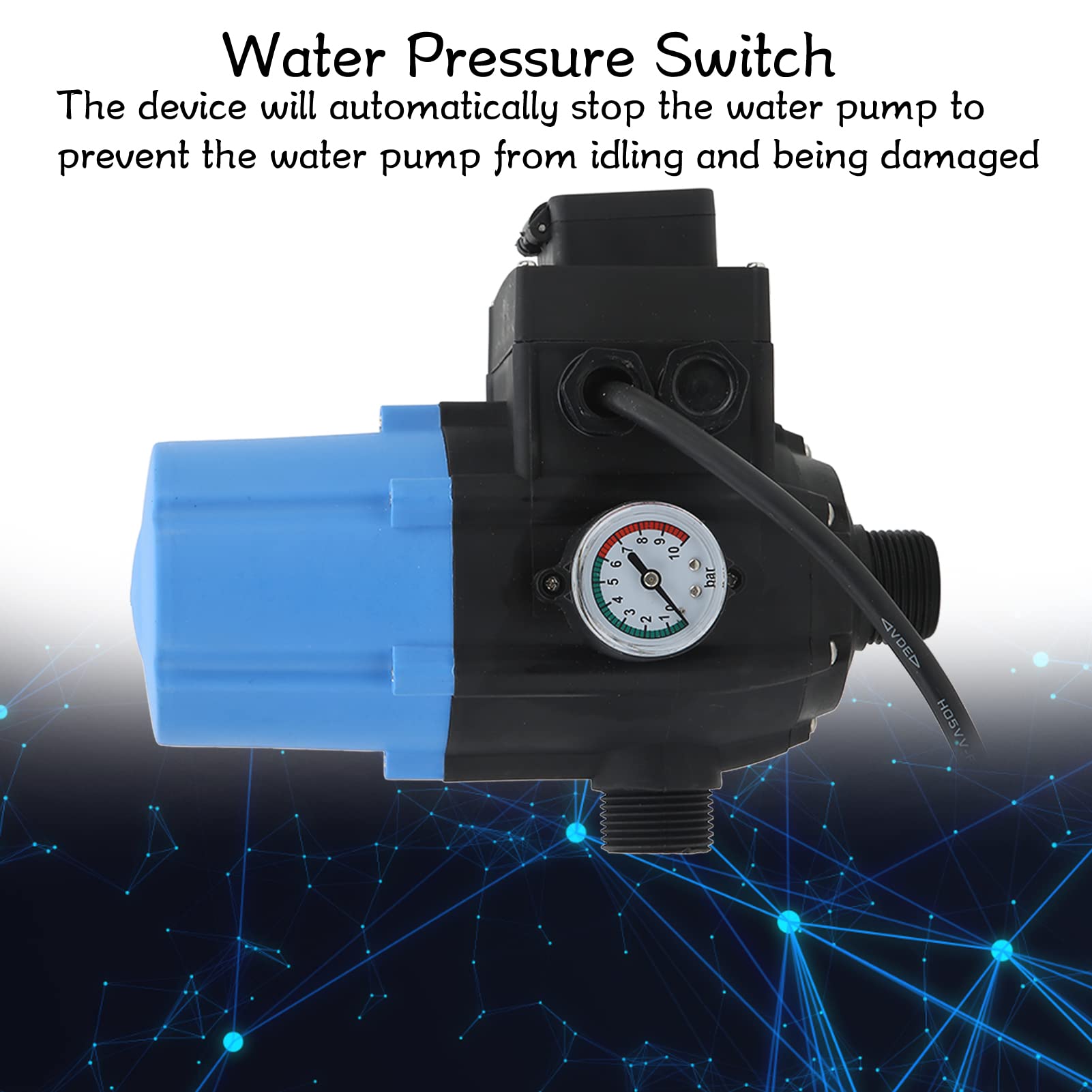 Presostato de Bomba, Ajuste del Regulador de PresióN de la Bomba de Agua Sanitaria (Enchufe UE 220V‑240V 1,1kw)