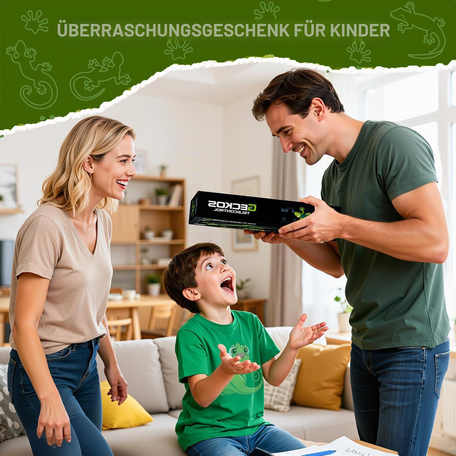 Gecko-Kletterroboter, Ferngesteuerter Gecko für Kinder, klettert an Wänden und Decken, LED-Augen,realistische Bewegungen, geeignet Jungen und Mädchen ab 3-8 Jahren