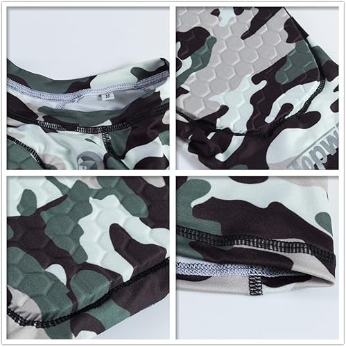 Miniatura 3 de DGXINJUN Men Padded Compression Shirt Sports Short Sleeve Protective Camo T-Shirt Shorts Set Shoulder Rib Chest Back Protector Pads Support Suit for