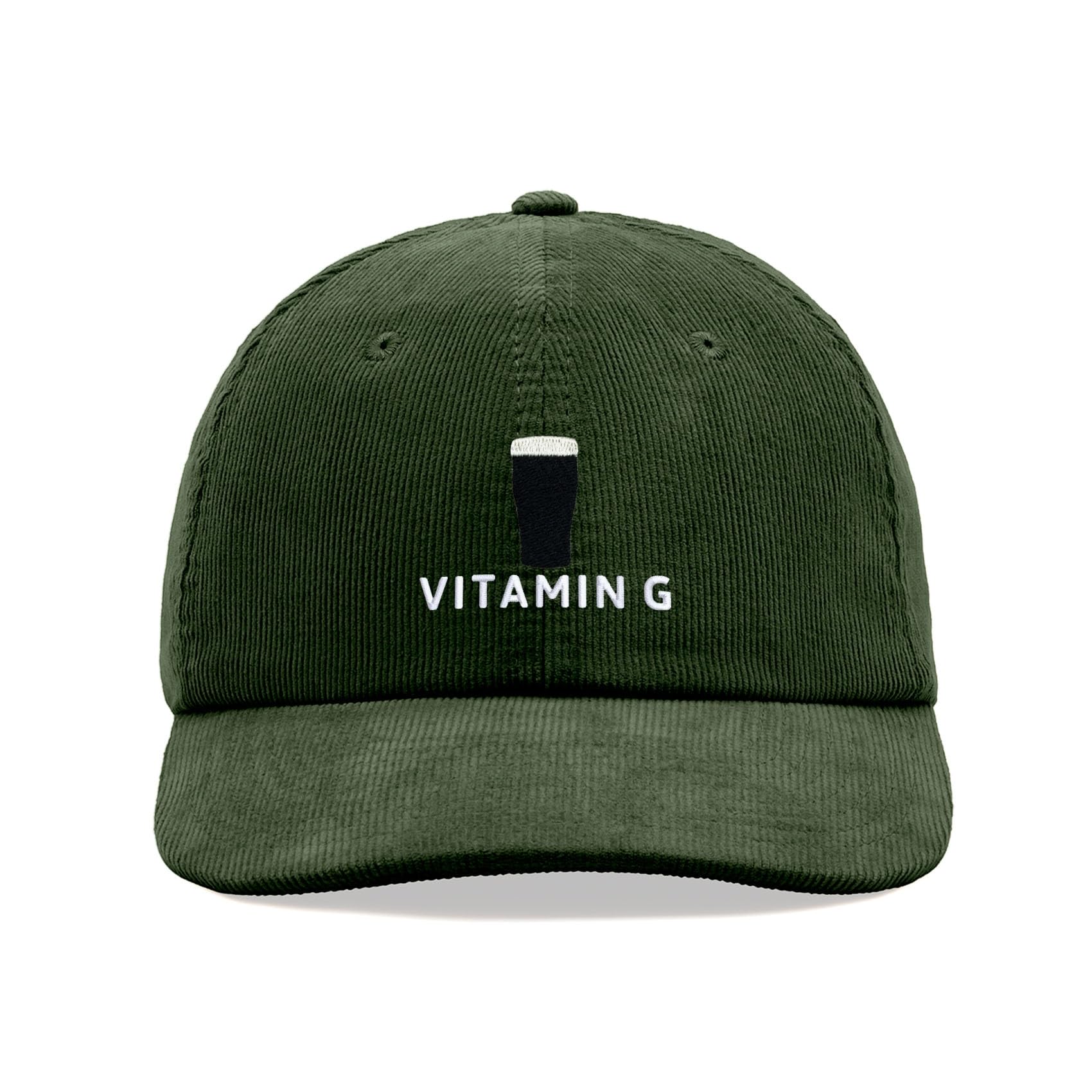 Vitamin G Corduroy Baseball Cap Vintage Unisex Dad Hat Adjustable Beer Stout Drinker Dark Olive