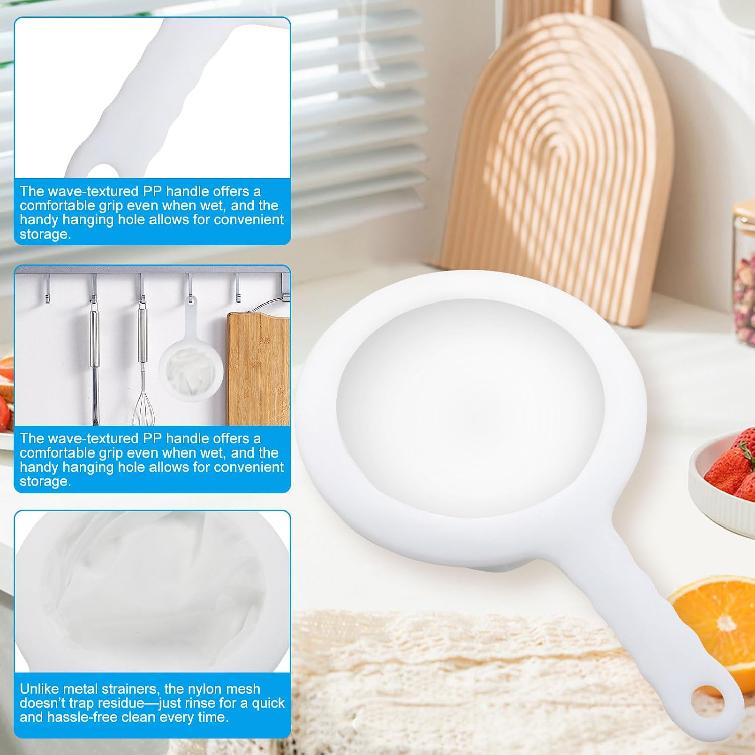 1PCS Ultra-Fine Nylon Mesh Strainer, 200 Mesh