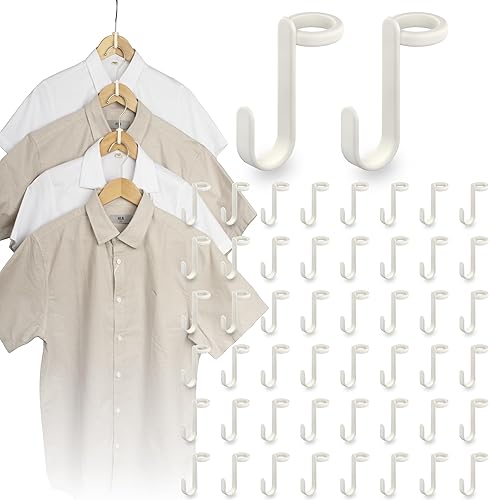 Miniatura 1 de 50 ganchos para colgar para colgar ropa, ahorro de espacio para ropa. Ganchos para colgar ahorran espacio. Gancho de conector para colgar perchas de