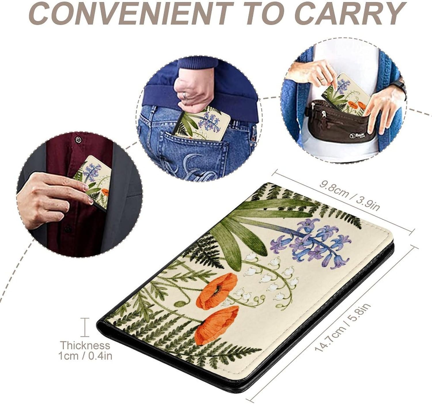 Retro Floral Cute Meadow Plants Passport Holder Cute Portable Passports Cover Slim Identification Passport Holder PU Wallet Cover Case for Travel for Women Men Travel Cruise