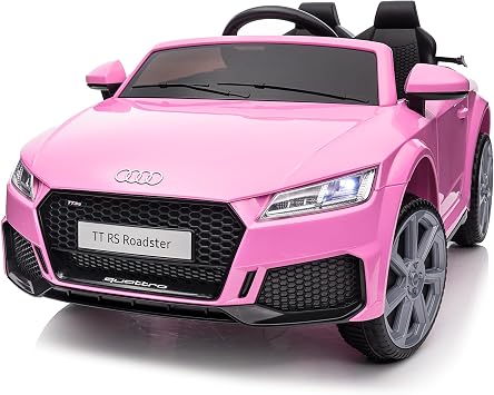 Hikiddo Licensed Audi Electric Car for Kids, 24V Ride on Toy Car for Toddlers with Remote Control, Bluetooth - Light Pink