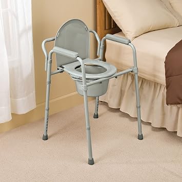 Folding Commode, Portable Toilet and Bedside Commode Chair, Includes