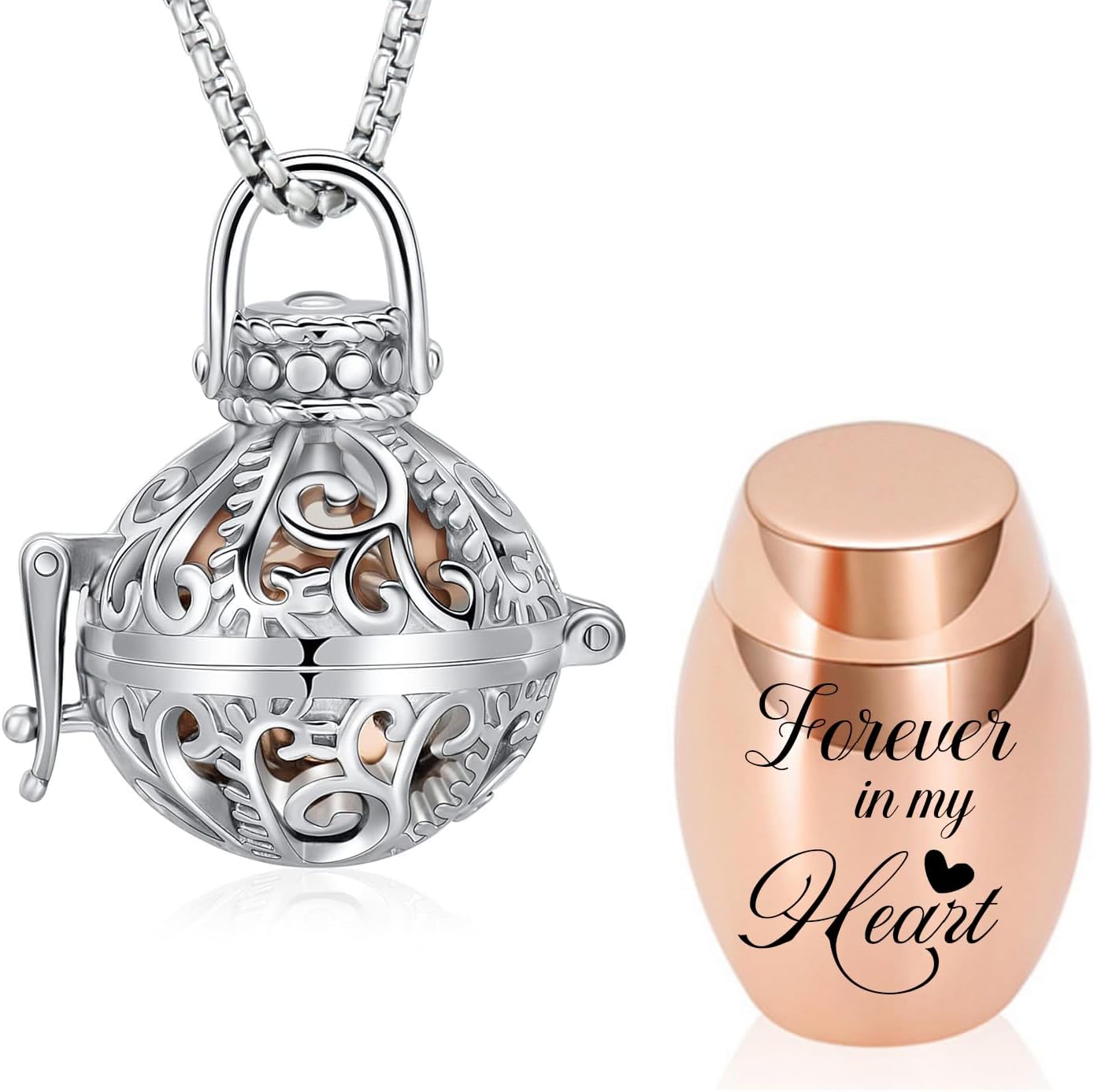 Heart Urn Necklace for Ashes Vintage Hollow Flower Cremation Jewelry for Ashes Necklace Memorial Locket Pendant Jar Keepsake Necklace for Ashes