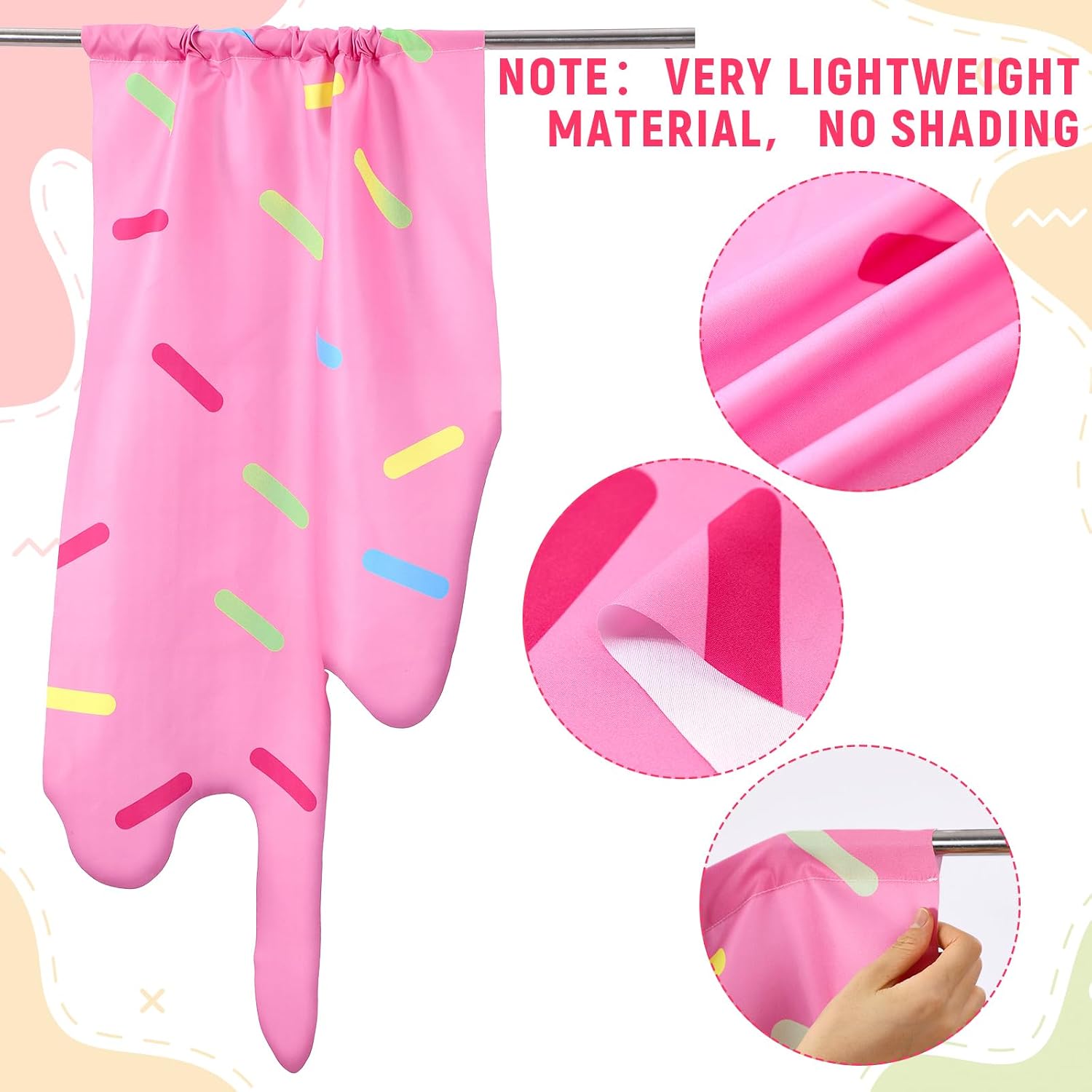 Hahafelt 7 Pcs Pink Donut Classroom Curtains Back to Classroom Colorful Paint Curtain with Leaking Splattered Drops Graphic Design for School Daycare Bedroom Kitchen Playroom Decor, 20 x 40 Inch
