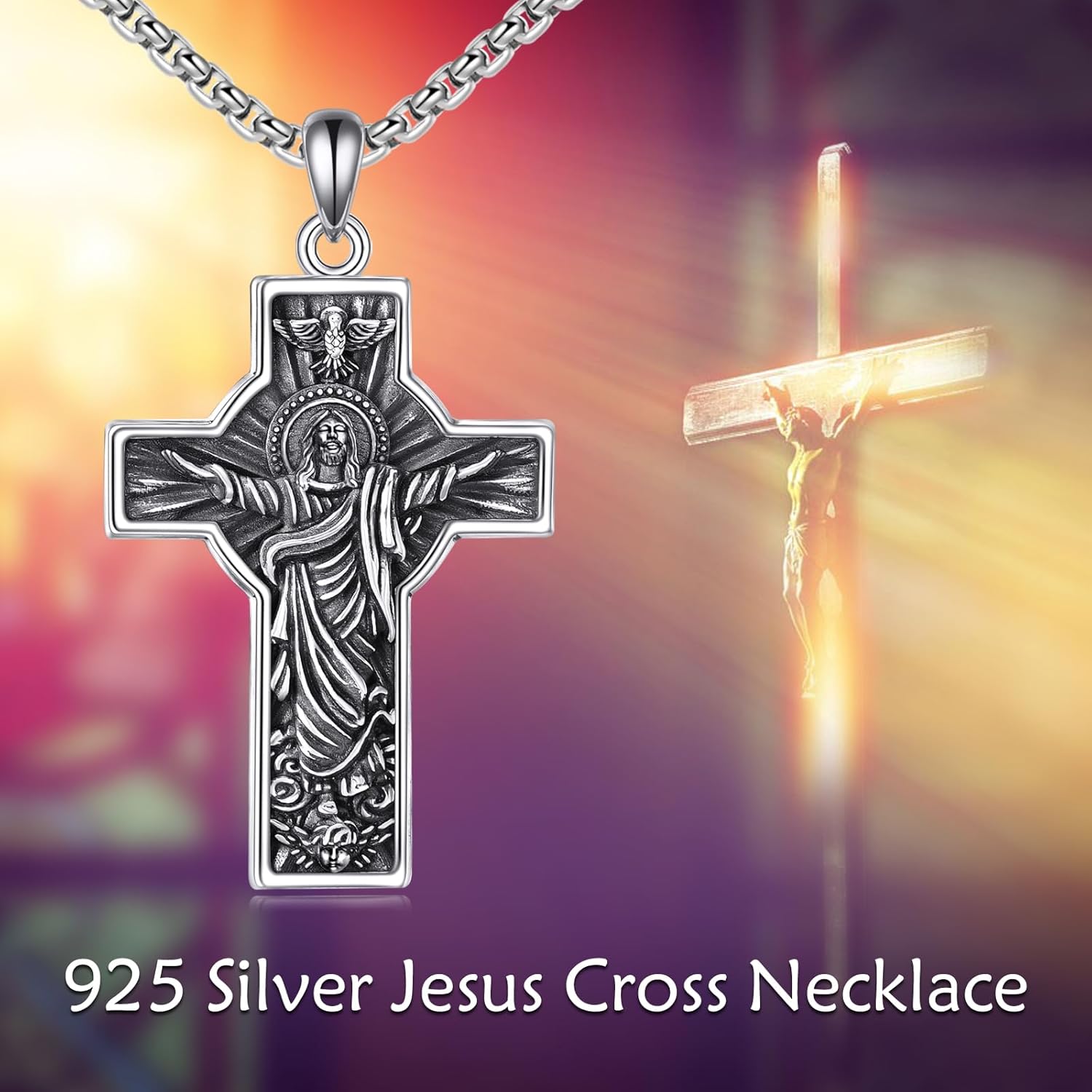 YFN Cross Necklace Sterling Silver Religious Cross Pendant Christians Jewelry Gifts for Women Men - Image 6