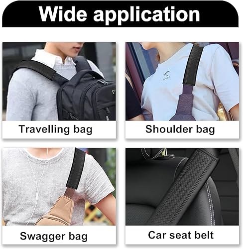 Miniatura 6 de 2 almohadillas para cinturón de seguridad para cinturón de seguridad de automóvil, de cuero transpirable, cojín de conducción más cómodo que ayuda a