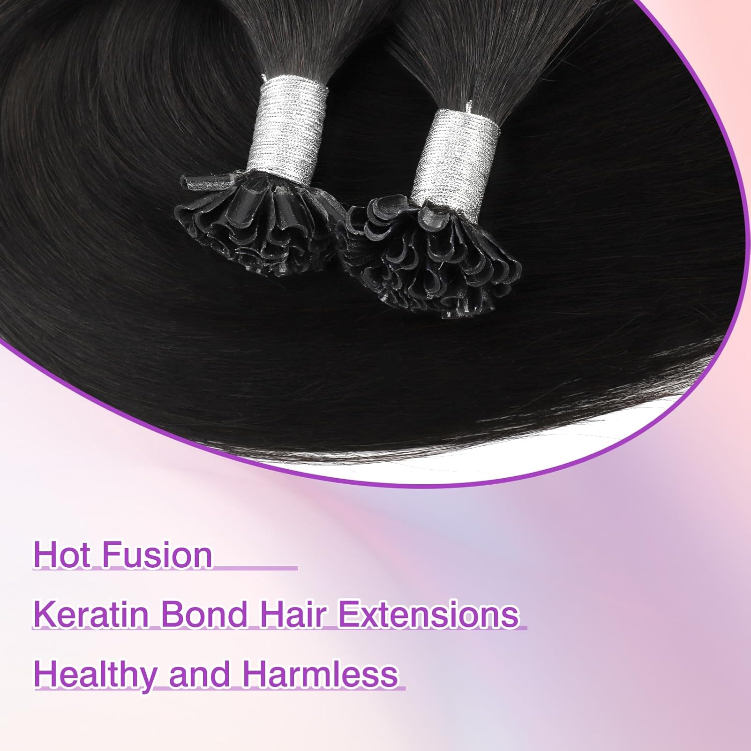 ABH AMAZINGBEAUTY HAIR U Tip Real Human Hair Extensions Long Remy Human Hair Extensions U Tip Hair Extensions Keratin Hair Extensions Human Hair #1B Natural Black Hair 50g 50 Strands 14 Inch