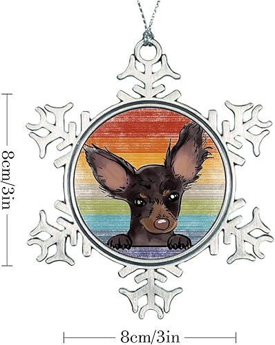 Miniatura 4 de CowkissSign Adorno de copo de nieve de metal, adorno de terrier de juguete ruso, acuarela, mirando a perro, mamá, mascotas, regalos de recuerdo de